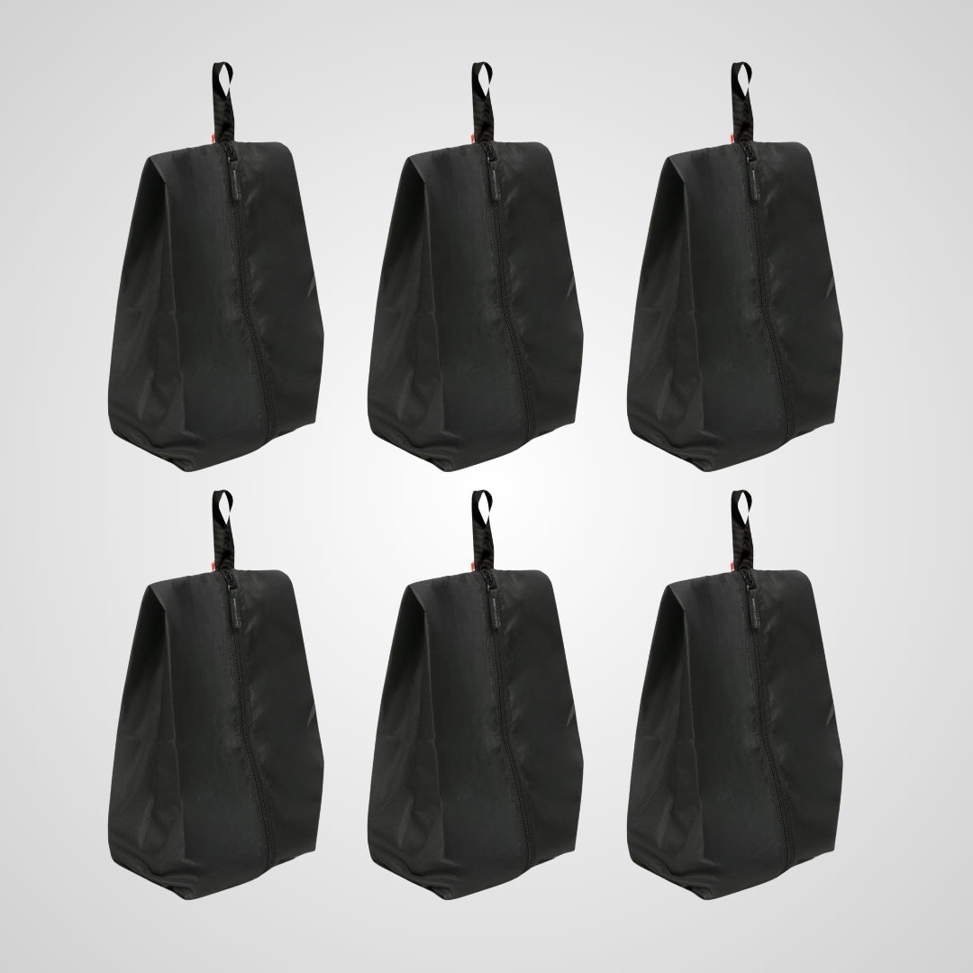 Wet Free Shoe Bag with Zip Closure Black Pack of 6