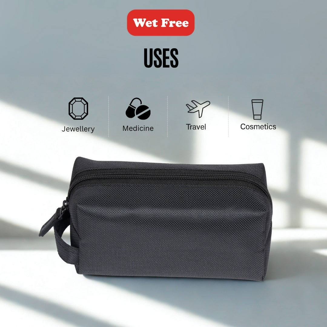 Makeup Pouch – Black, Waterproof Cosmetic Storage Bag for, Jewellery, Travel & Medicine, Strong Zipper