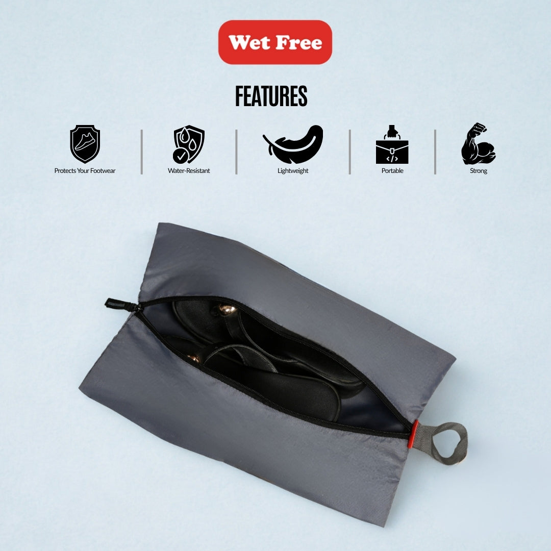 Wet Free Shoe Bag with Zip Closure Grey Pack of 12