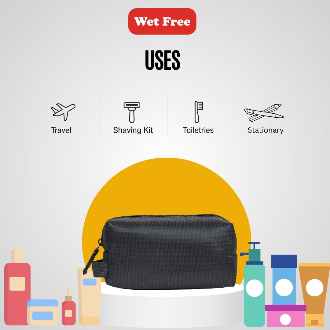 Travel Pouch-Black, Waterproof Storage Bag for Toiletries, Shaving Kit & Stationery