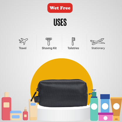 Travel Pouch-Black, Waterproof Storage Bag for Toiletries, Shaving Kit & Stationery