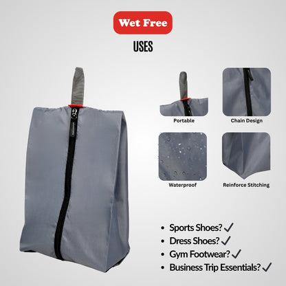 Wet Free Shoe Bag with Zip Closure Grey Pack of 12