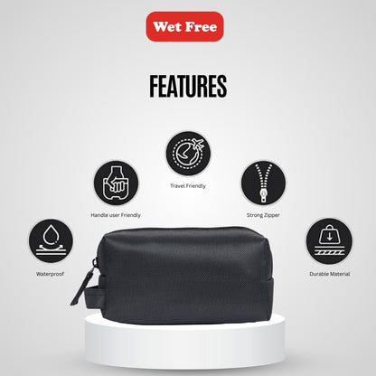 Travel Pouch-Black, Waterproof Storage Bag for Toiletries, Shaving Kit & Stationery