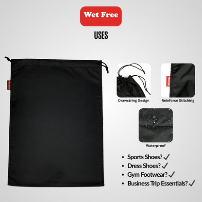 Wet Free Shoe Bag with Lace Closure Black Pack of 12