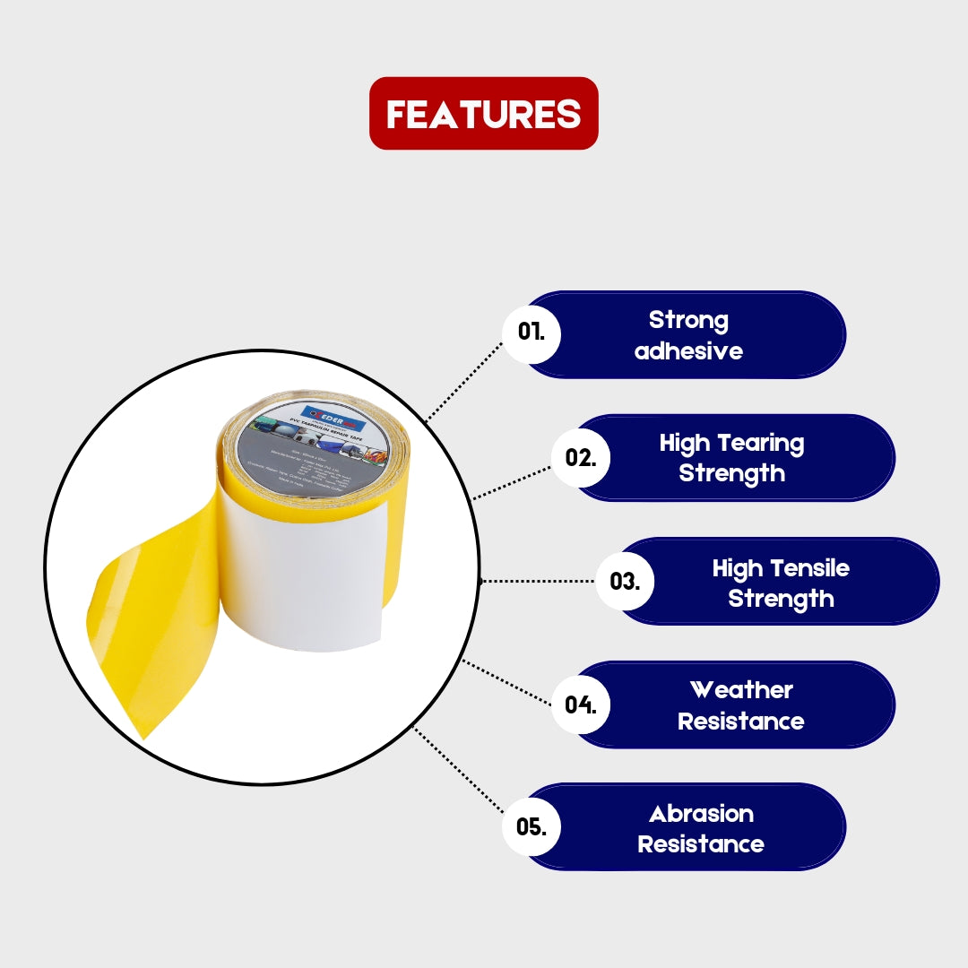 PVC Tarpaulin Repair Tape Yellow Features